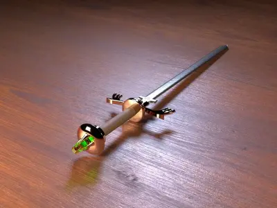 a sword with a stone 3D model