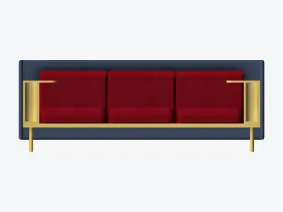 Sofa - Contemporary - Flame - Medium Work Shelf - Leftand Right Low-poly 3D model