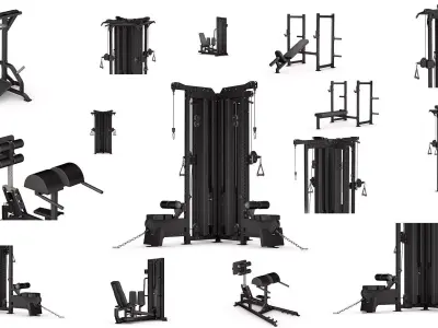 Gym Equipment set of 8 3D model purchase