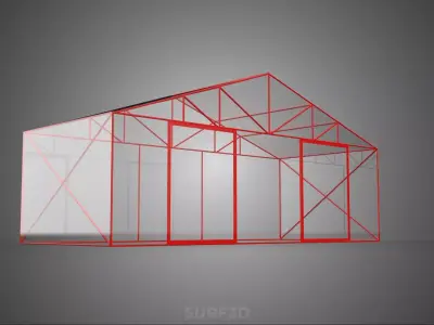 TRANSLUCENT GREENHOUSE HOTHOUSE GLASSHOUSE GARDEN FRAMEWORK FARM 3D model