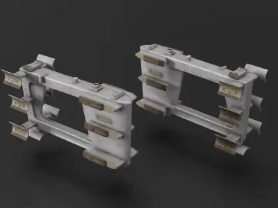 Game ready set of  APU-14U launcher and S-3 unguided missile Low-poly 3D model