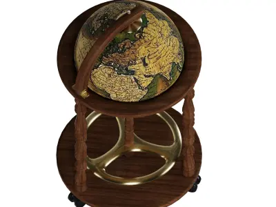  Vintage Globe Bar Cart 3D model