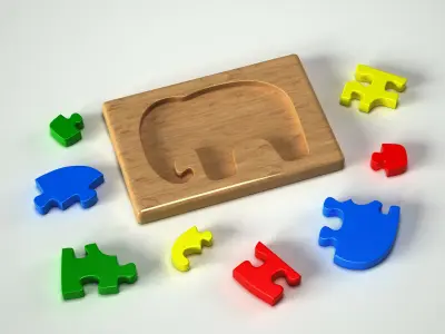 Toys Collection puzzle piece with elephant 3D model