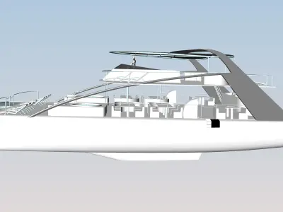 Yacht Catamaran - Tour Boat Low-poly 3D model
