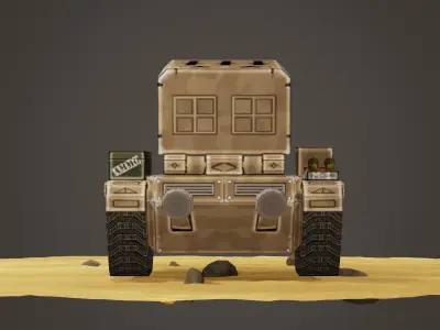 stylized multiple rocket launcher Low-poly 3D model