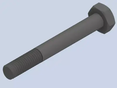 Bolt Partial Thread Hexagonal Head M10x80mm 3D model