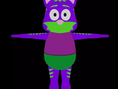 Cartoon Cat 3D Rigged Model Low-poly 3D model