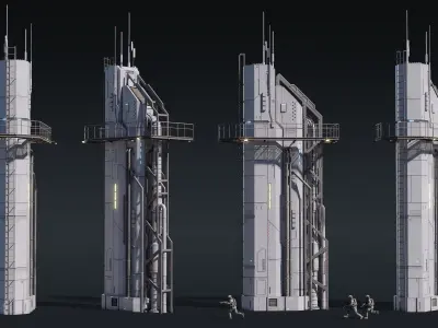 Sci-Fi Building 004 Industry-PBR Low-poly 3D model