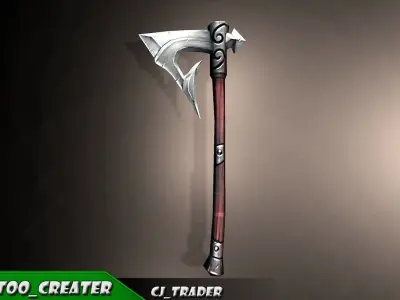 Modern Magical Axe Fantasy Low-poly 3d model Low-poly 3D model