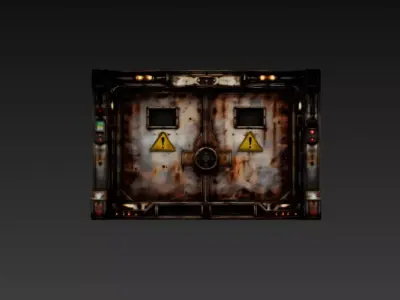 Sci-Fi Rusted Industrial Vault Door - PBR Low Poly Game Ready Low-poly 3D model
