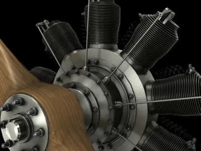 French Gnome 9N Monosoupape rotary engine 3D model