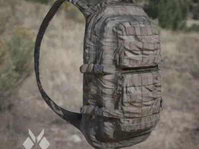 Military BackPack Jungle Desert and Urban colour maps Low-poly 3D model