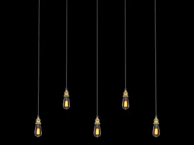 FACTORY FILAMENT BARE BULB RECTANGULAR PENDANT 3D model