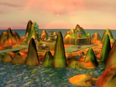 Island Base with Airplane 3D model