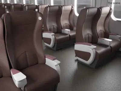 High Speed Passenger Intermediate Car with Interior 3D model