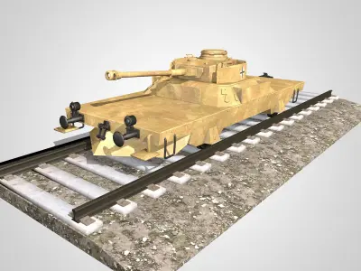 German Panzerjaegerwagen on Rails 3D model
