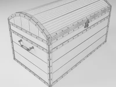 High Quality Antique Wooden Chest 3D model