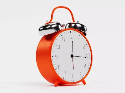 Red Alarm Clock - Twin Bell Analog Clock - Rigged 3D model