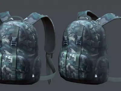 Backpack military combat Black baggage Low-poly  Low-poly 3D model 2