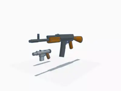 Custom AK rifle and Small Pistol 3D model