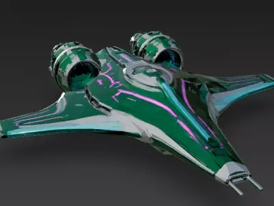 Futuristic Green Sci Fi Fighter Jet 3D Model PBR Low-poly 3D model
