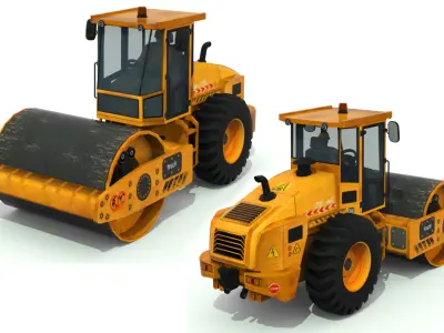 Road roller truck 2 Low-poly 3D model