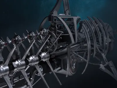 Metal robot shark 3D model
