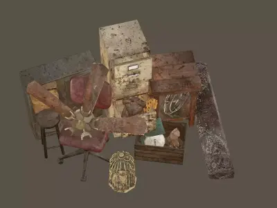 Debris Groundfill Junk XX2 Trash Game Ready Low-Poly 3D Model Low-poly 3D model
