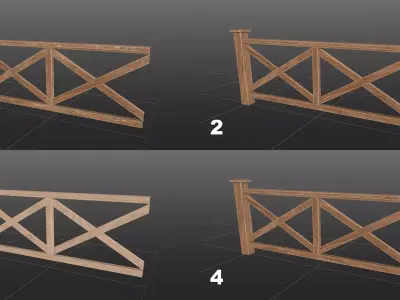 Wood Fence Low-poly 3D model