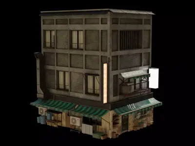 Chinatown Building Low-poly 3D model