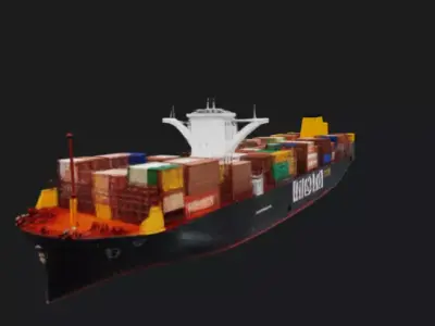Cargo Container Ship 3D Model 3D model