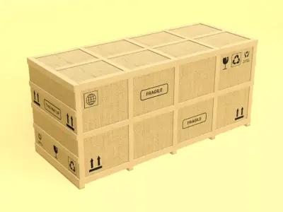 PBR Large Wooden Crate Low-poly 3D model