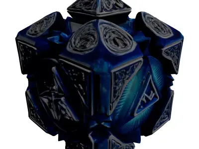 Glowing Rune Crystal Artifact D20 3D model