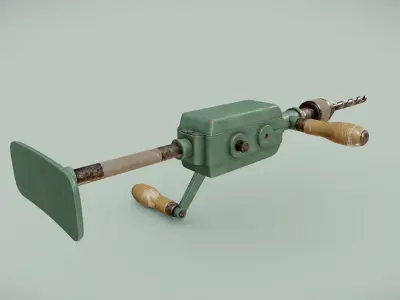 Vintage Peugeot Handdrill Low-poly 3D model