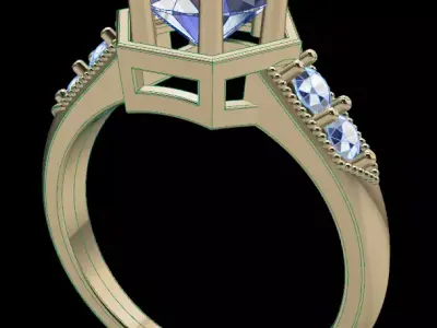 Hexagon Engagement Ring 3D print model