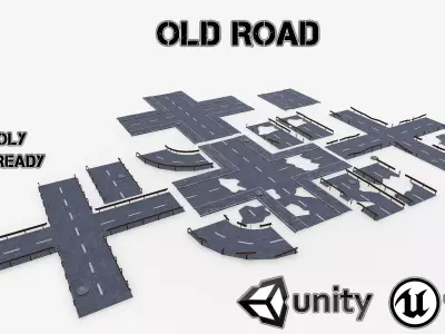 Old road Low-poly 3D model