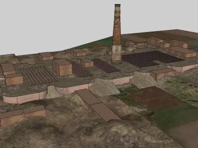 Brick Factory Low-poly 3D model