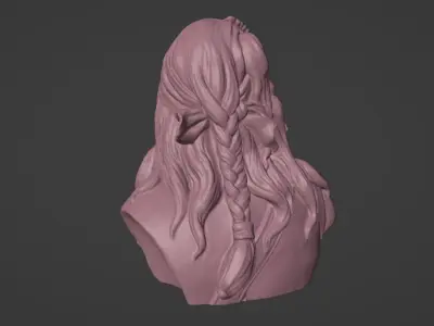 Pirate bust of woman with long hair 3D print model