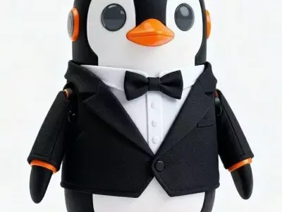 Realistic Robotic Penguin in Tuxedo 3D Model Low-poly 3D model