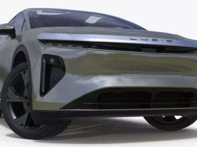 Lucid Gravity Olive Electric SUV Lights Off Rigged for Cinema 4D 3D model