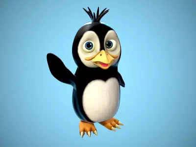 Cartoon penguin Low-poly 3D model get