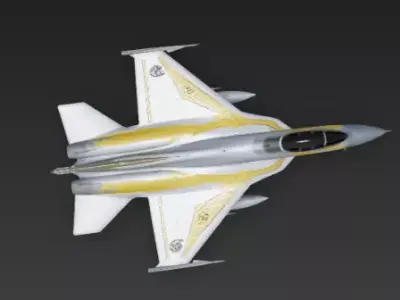 Royal Elite Fighter Jet 3D Model Golden Warplane Low-poly 3D model