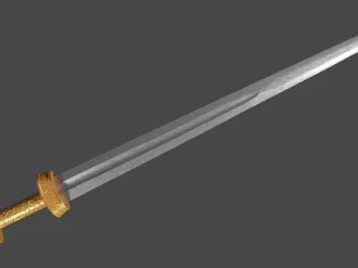 Excalibur sword with Langsax handle Low-poly 3D model