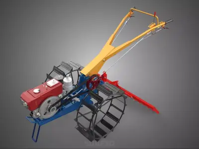 HAND WALKING TRACTOR ATTACHED LEVELING TOOTH HARROW RAKE FIELD 3D model