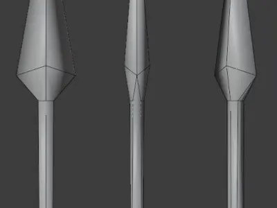 Game Ready Low Poly Kunai sword on wooden table Free low-poly 3D model