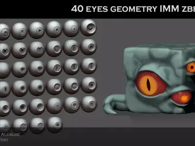 Eye Brush Gemetry IMM NEW Shapes Lowpoly for OTHER softwares Low-poly 3D model