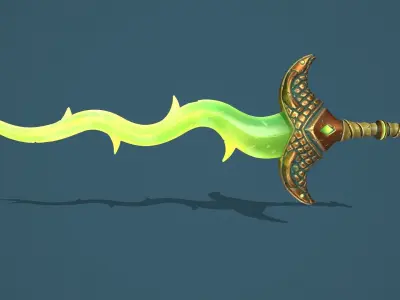 Snake two handed sword Low-poly 3D model