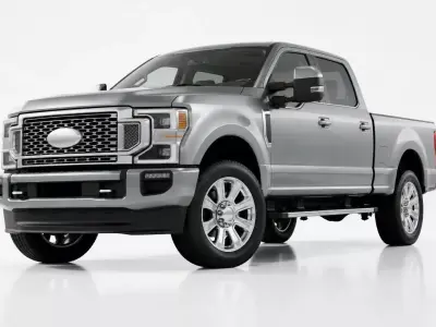Modern Silver Heavy Duty Crew Cab Pickup Truck 3D model