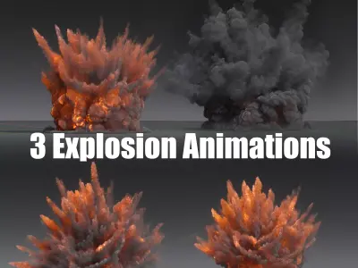 3 Explosion Animations High Resolution Pack 3D model