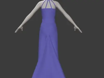 Woman lavender gown Low-poly 3D model